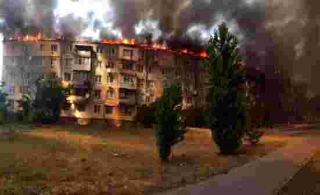 Ukrayna'da eşiyle tartışan adam binayı ateşe verdi! O anlar kameralara böyle yansıdı