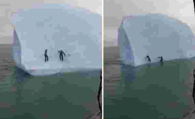 Üzerine Tırmandıkları Buz Dağı Takla Atınca Korku Dolu Anlar Yaşayan İnsanlar