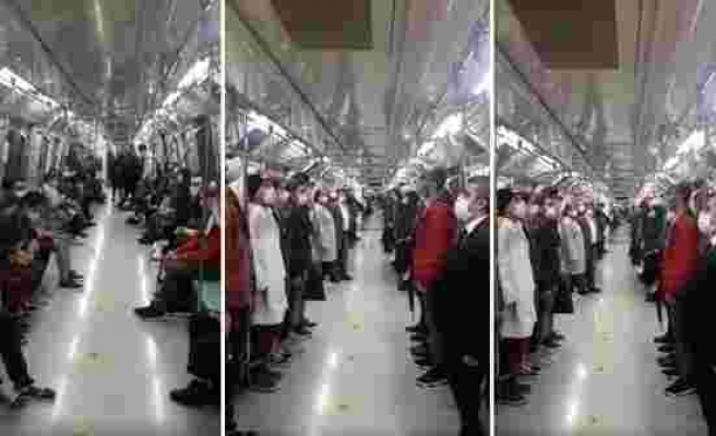 Yenikapı - Hacıosman Metrosu'nda Saat 19:23'te İstiklal Marşı Çalındı, Herkes Ayağa Kalktı