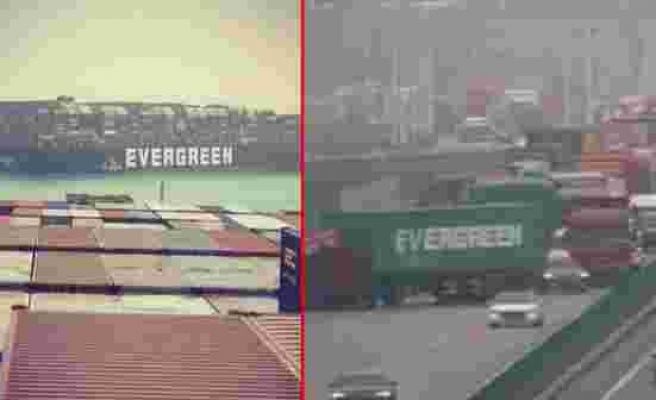 Yine Evergreen yine kaos! Süveyş Kanalı'nı kapatan dev gemiden sonra bu kez de tırı otoyolu kapattı