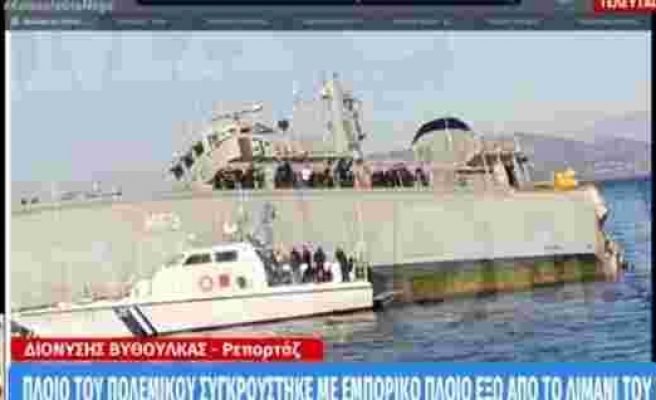 Yunanistan'da Donanma ve Konteyner Gemileri Çarpıştı, Donanma Gemisi Battı!