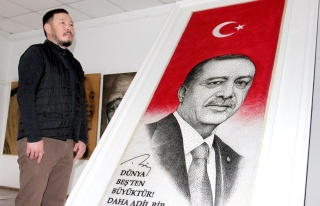Kırgız ressam, 70 bin çivi ve tel ile Cumhurbaşkanı...